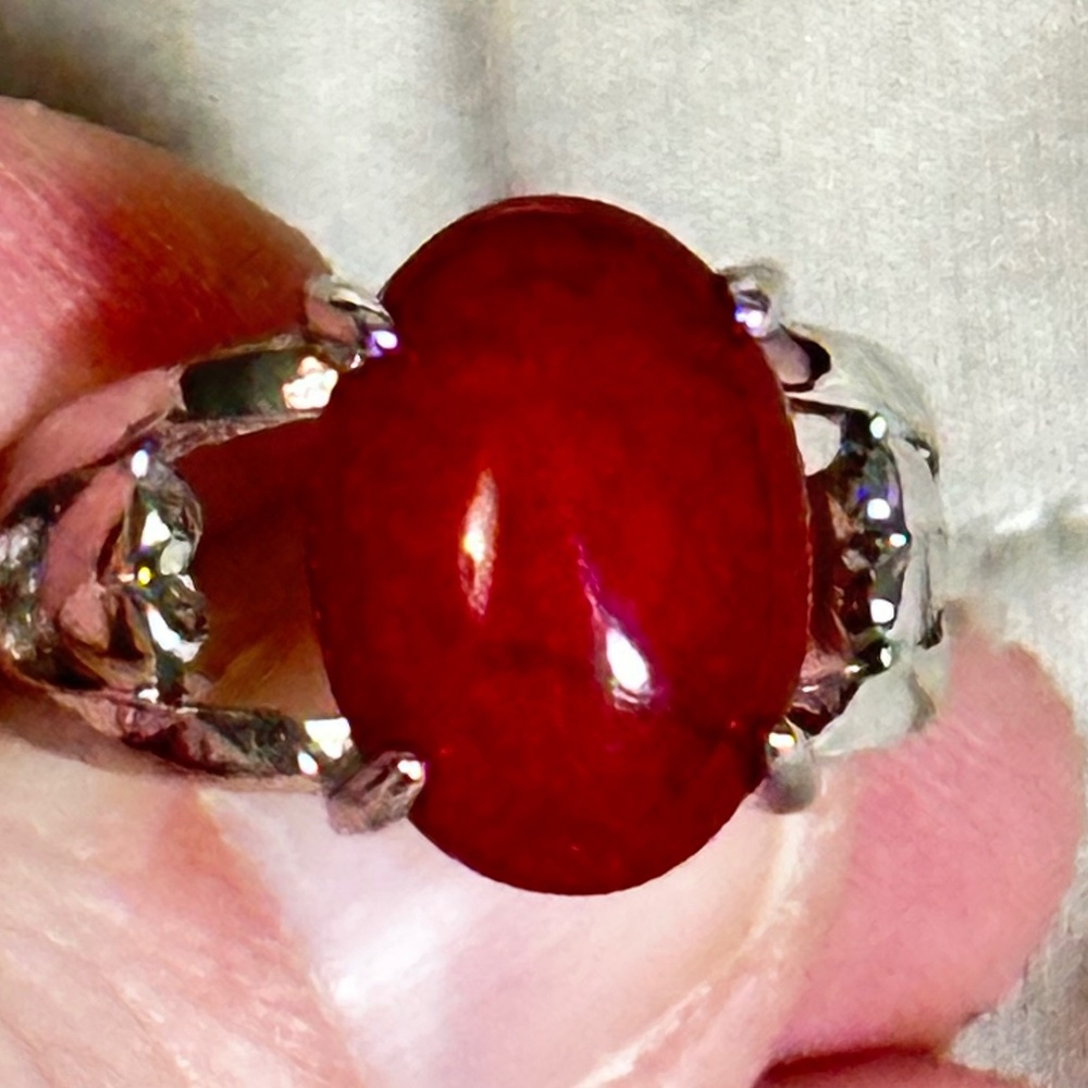 Stainless steel ring w/oval Red Crackle Quartz stone - NWOT - Picture 12 of 15